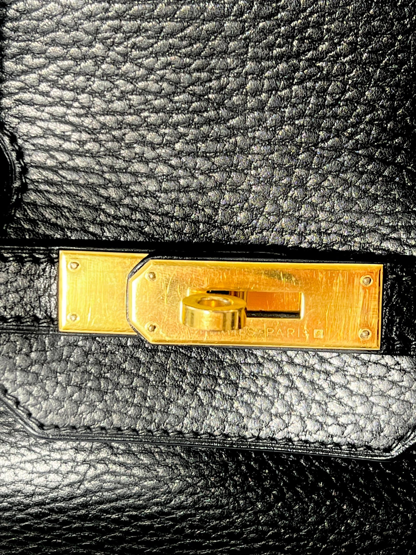HERMÈS BIRKIN 35 ARDENNE LEATHER NOIR HANDBAG