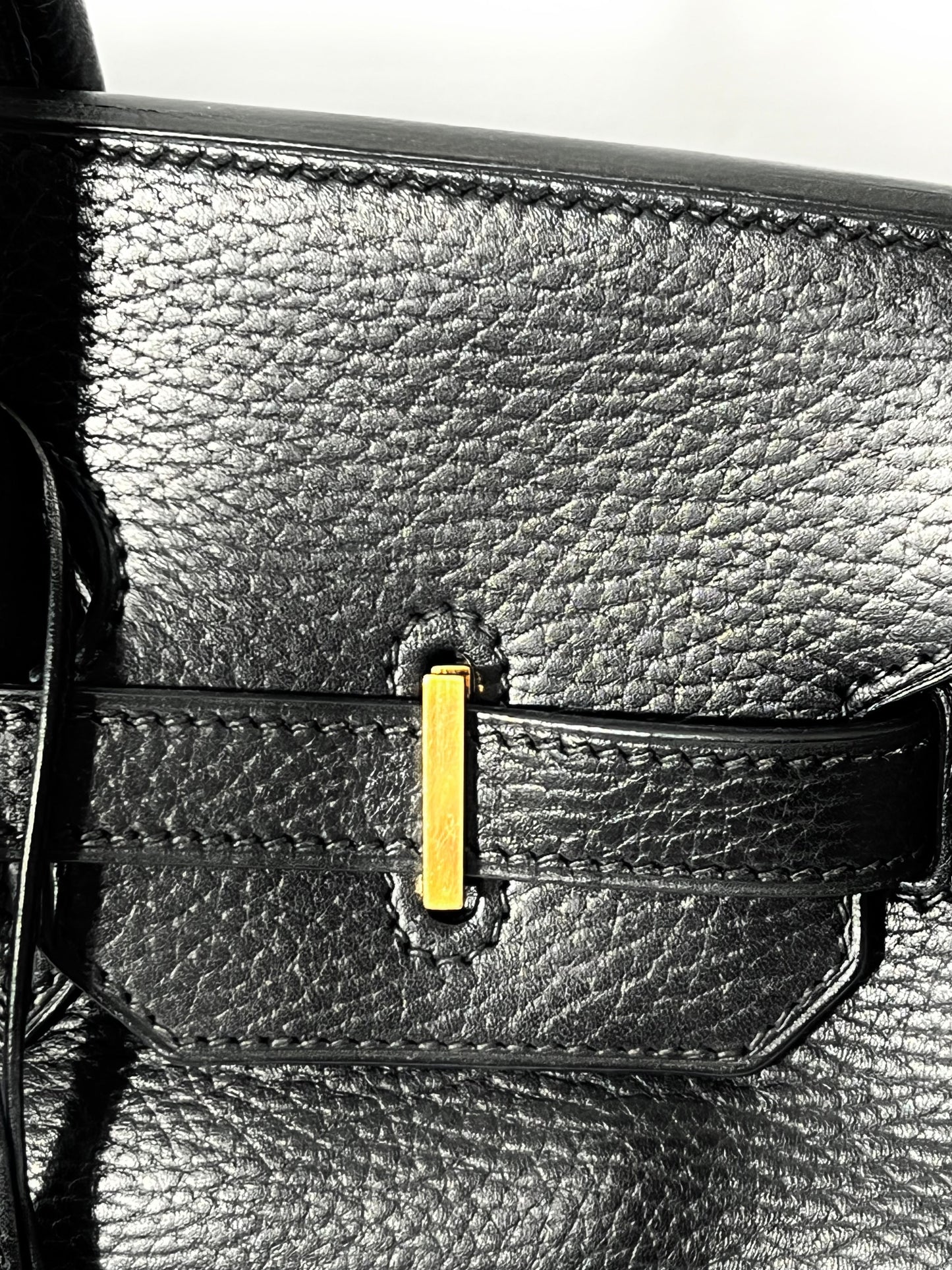 HERMÈS BIRKIN 35 ARDENNE LEATHER NOIR HANDBAG