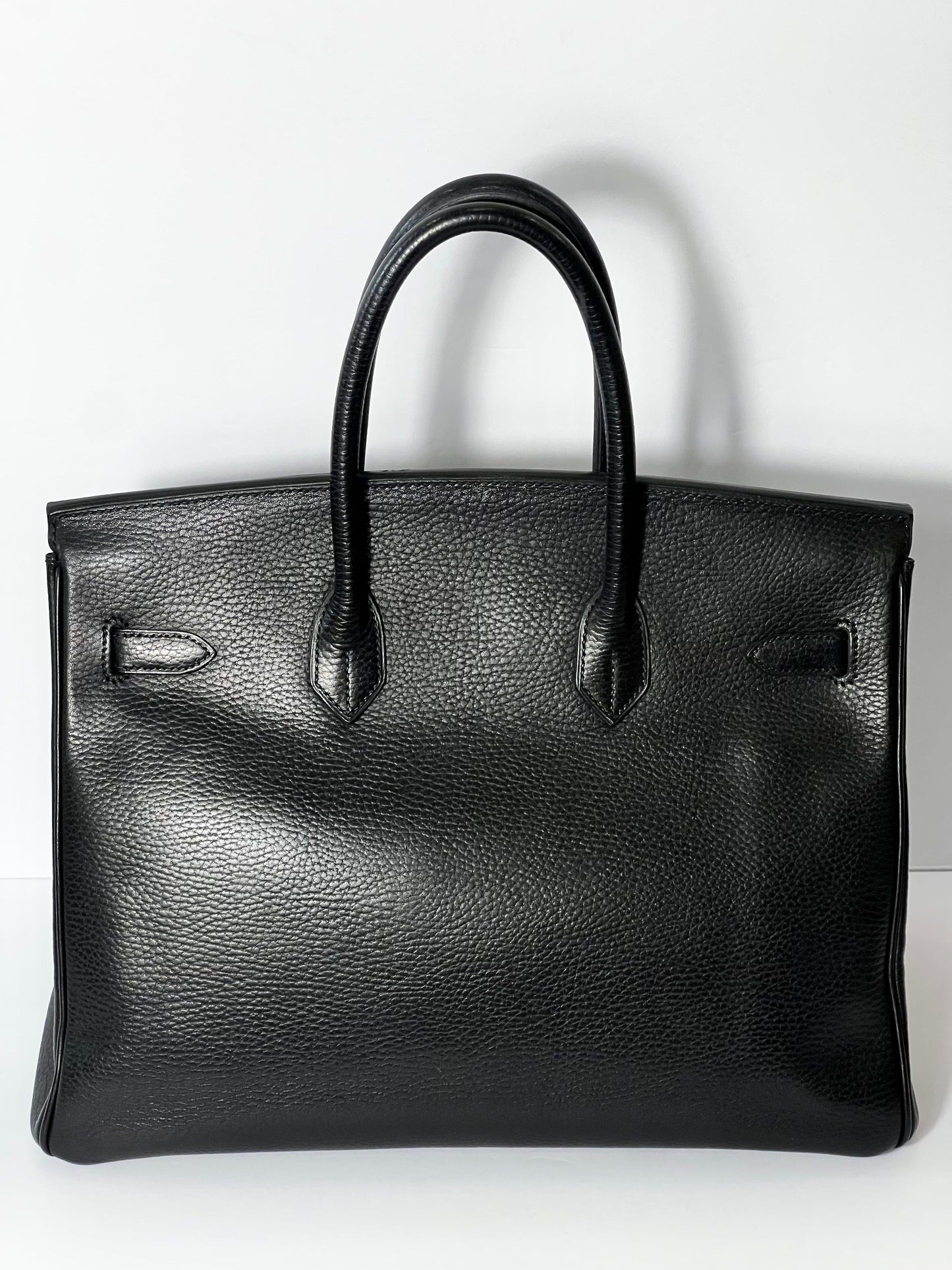 HERMÈS BIRKIN 35 ARDENNE LEATHER NOIR HANDBAG