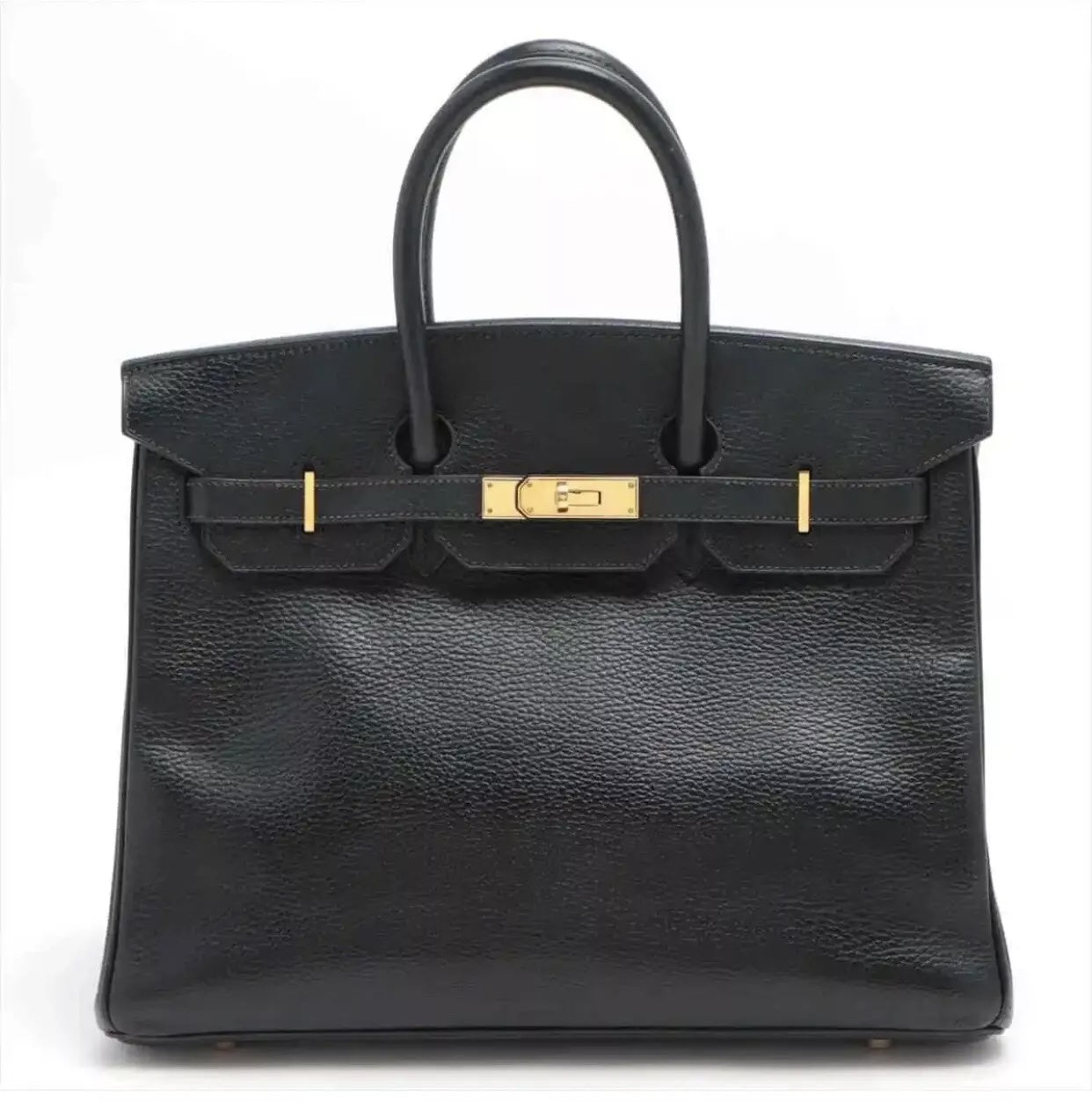 HERMÈS BIRKIN 35 ARDENNE LEATHER NOIR HANDBAG