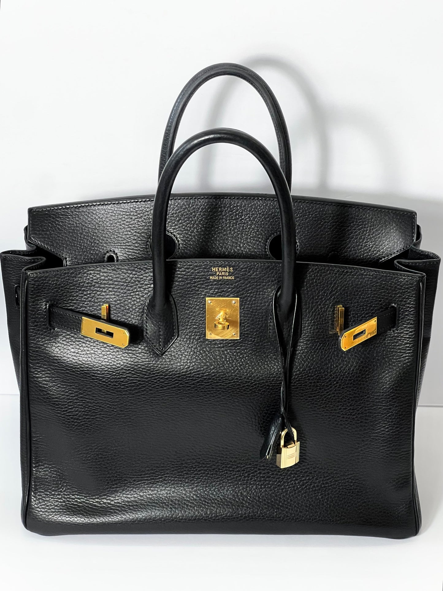 HERMÈS BIRKIN 35 ARDENNE LEATHER NOIR HANDBAG