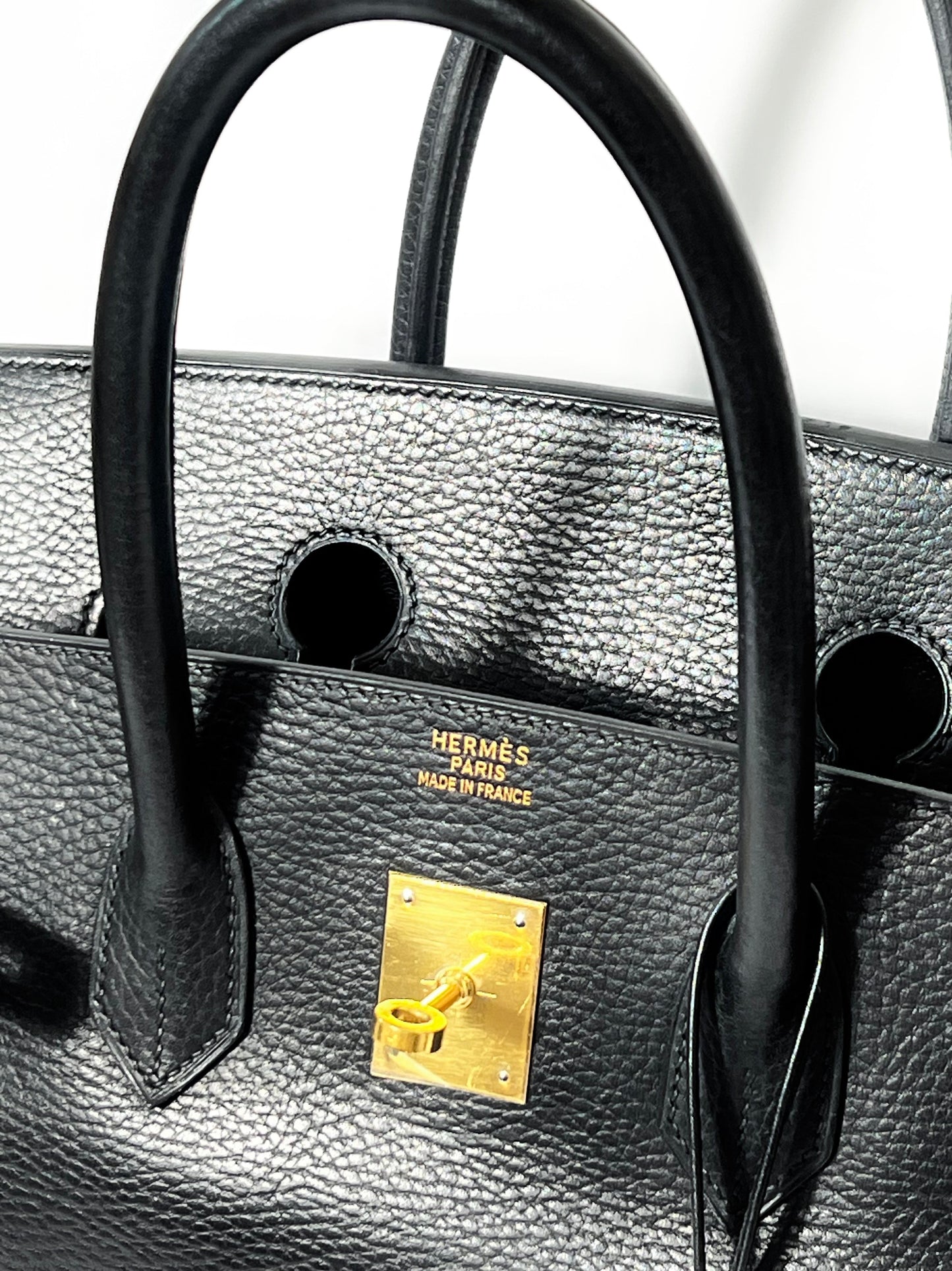 HERMÈS BIRKIN 35 ARDENNE LEATHER NOIR HANDBAG