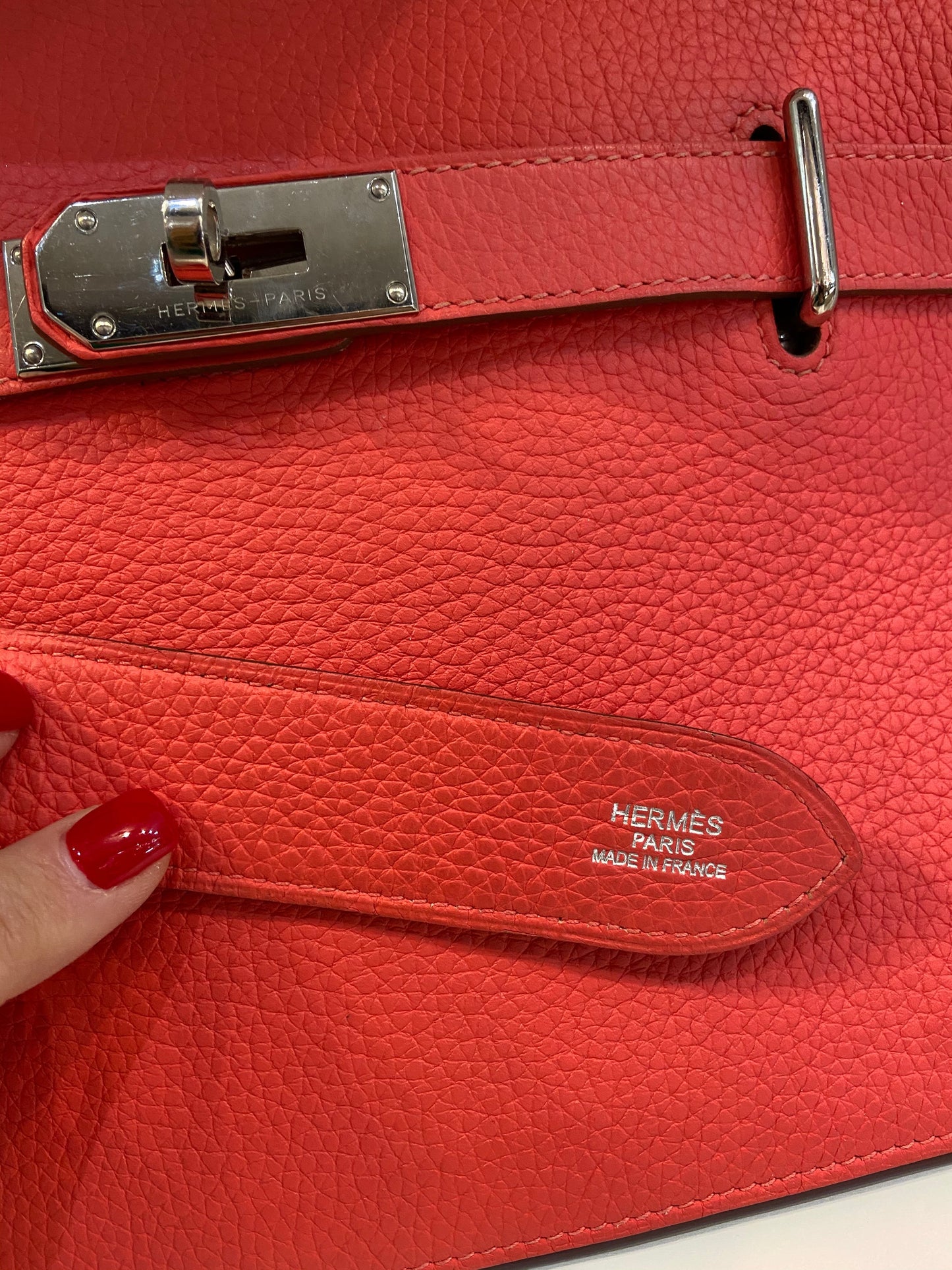 HERMÈS Jypsiere Clemence Red Leather Cross Body Bag-HS