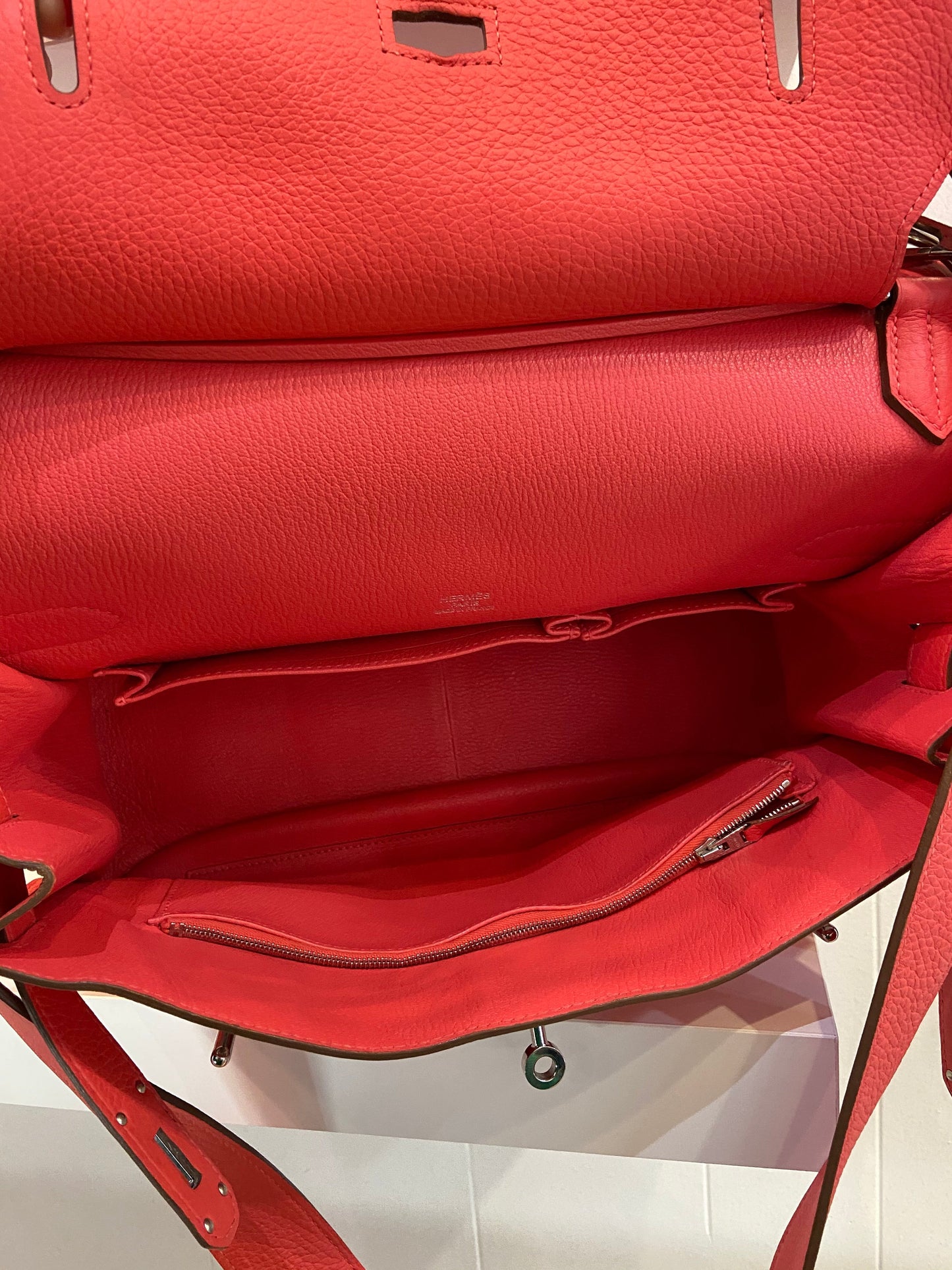 HERMÈS Jypsiere Clemence Red Leather Cross Body Bag-HS