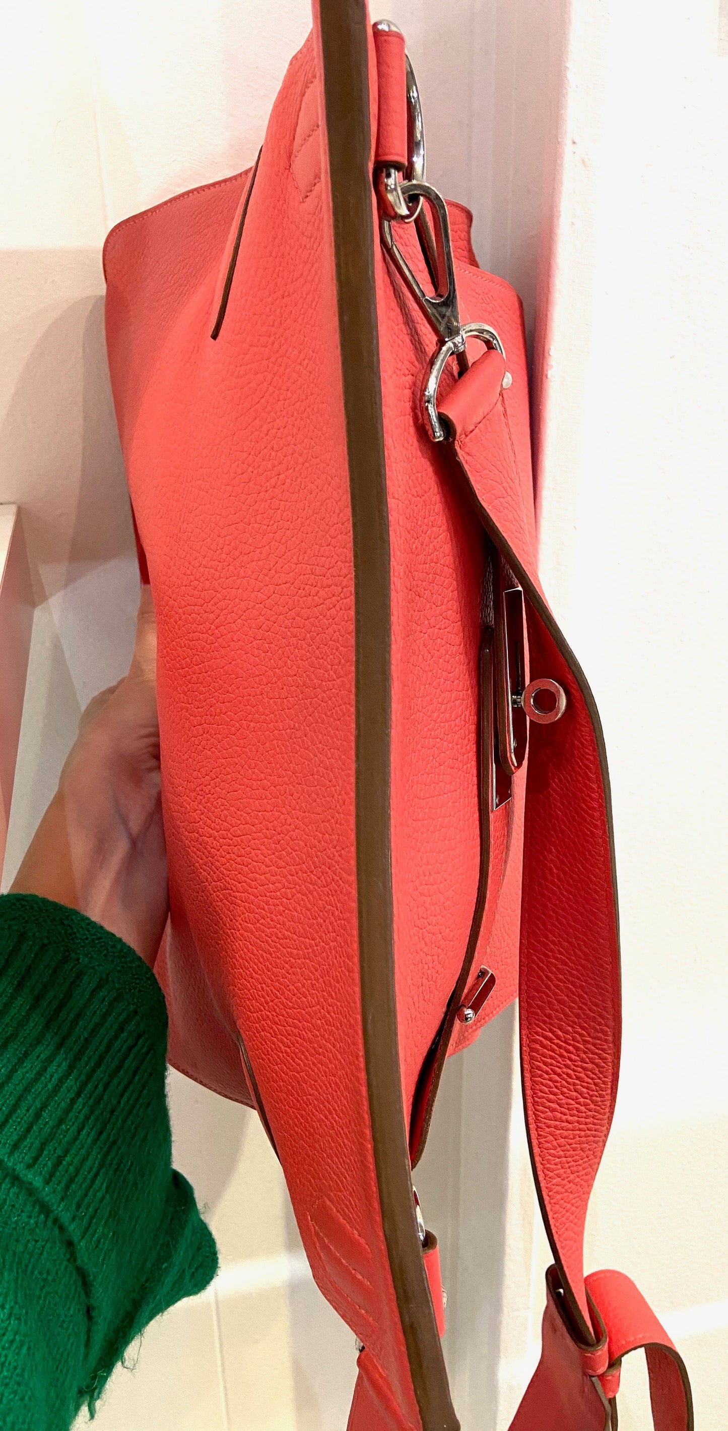 HERMÈS Jypsiere Clemence Red Leather Cross Body Bag-HS