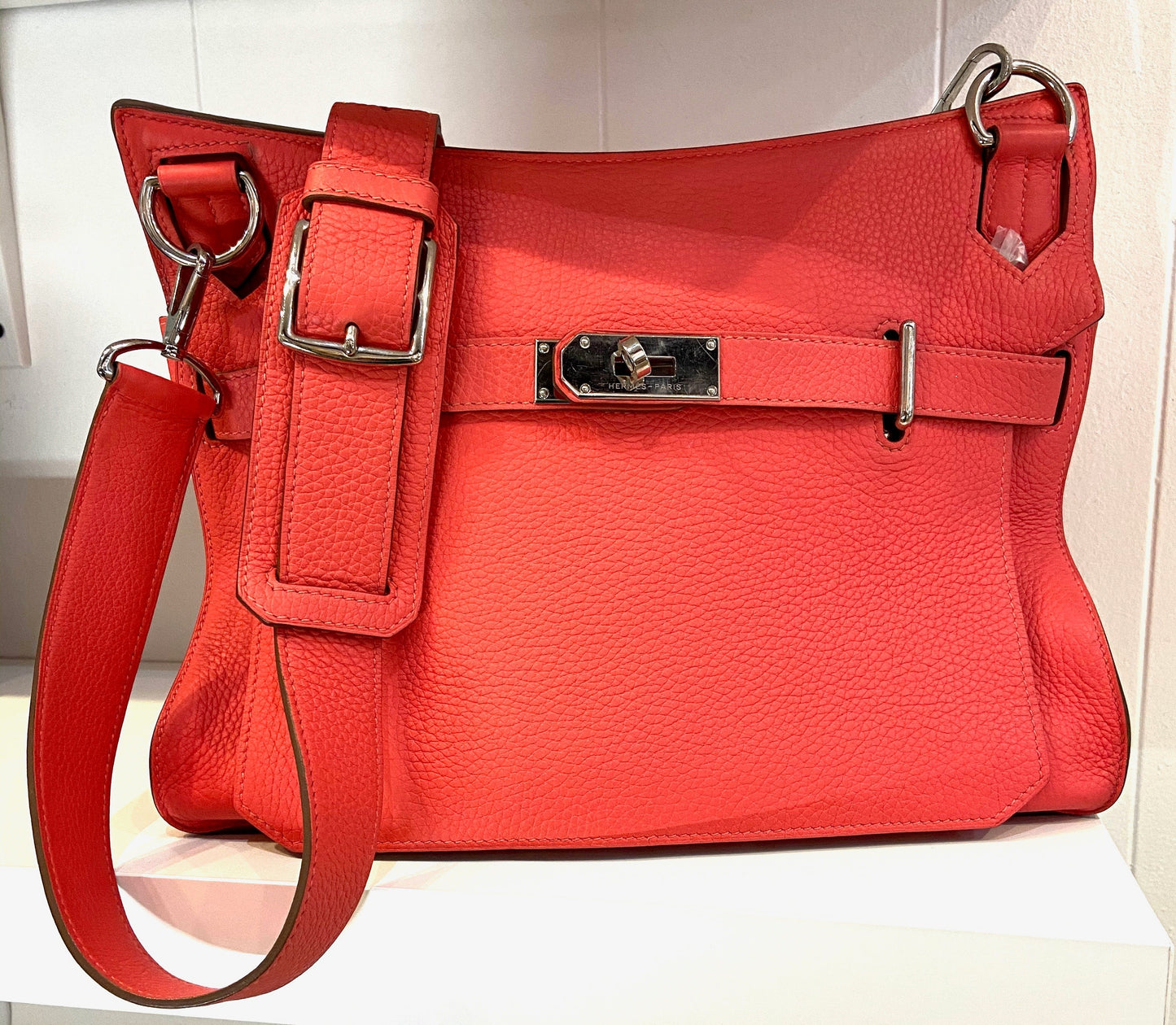 HERMÈS Jypsiere Clemence Red Leather Cross Body Bag-HS