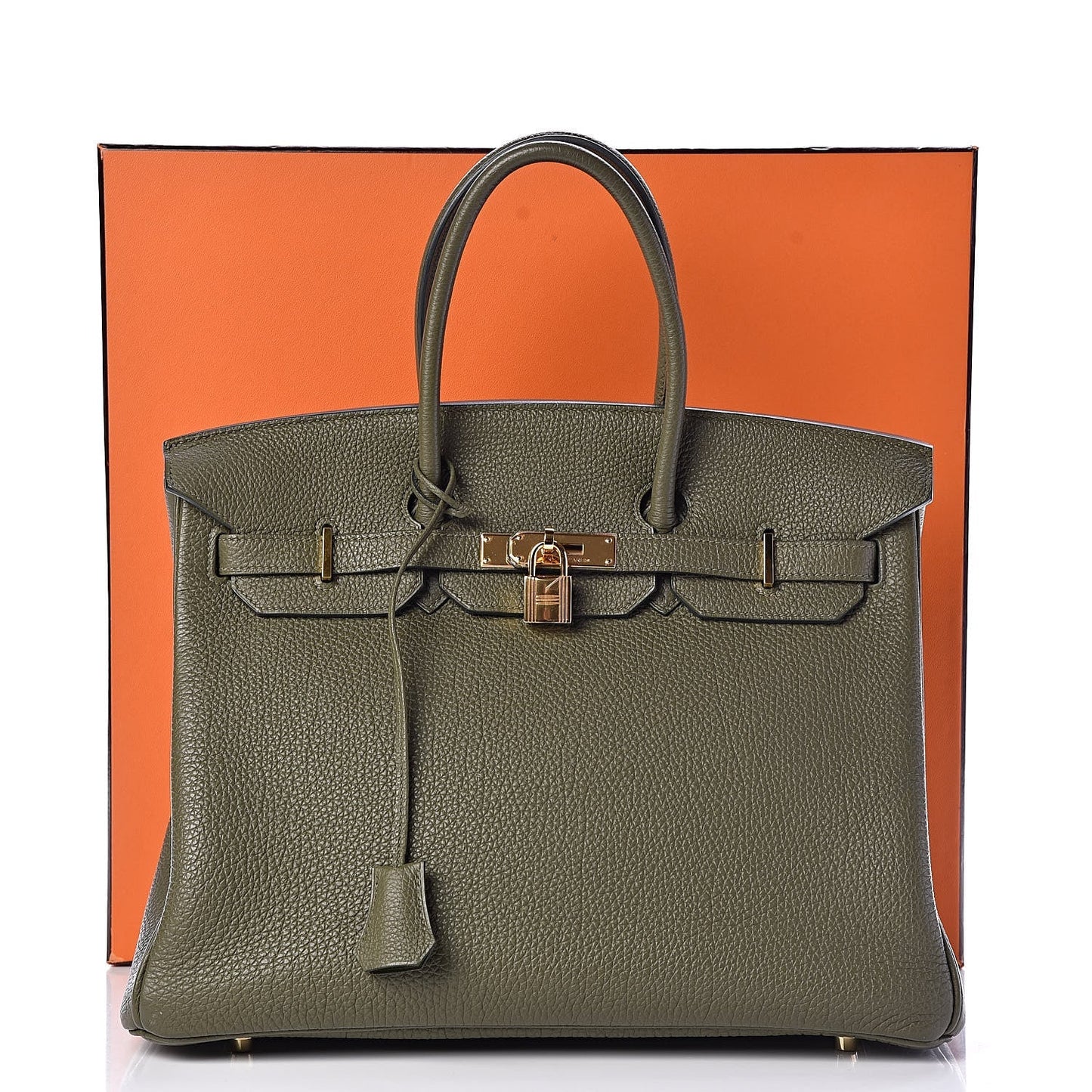 HERMÈS BIRKIN 35 TOGO LEATHER GOLD HARDWARE VERT OLIVE HANDBAG