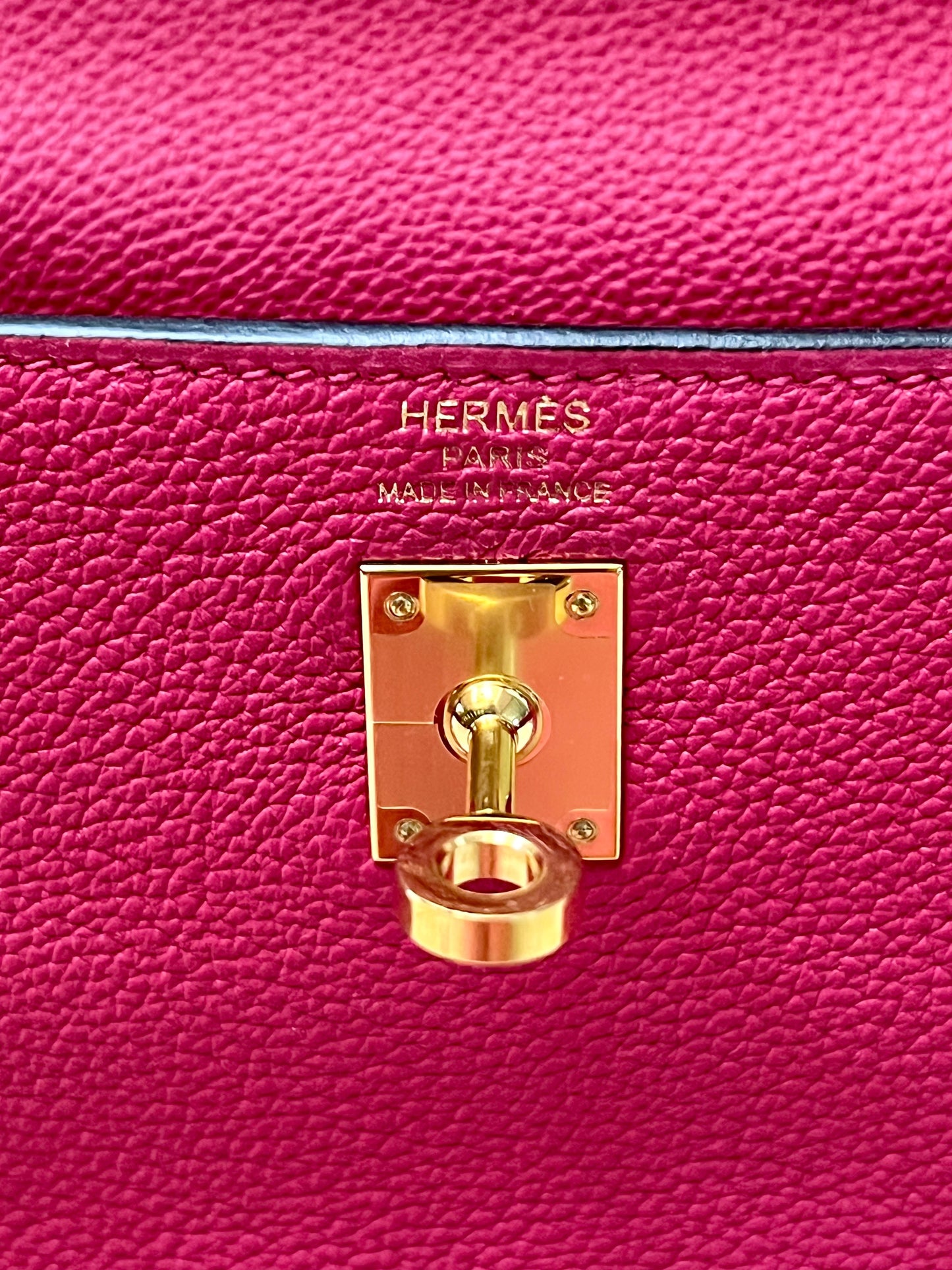 HERMÈS KELLY 25 CLEMENCE LEATHER BAG IN ROSE EXTREME