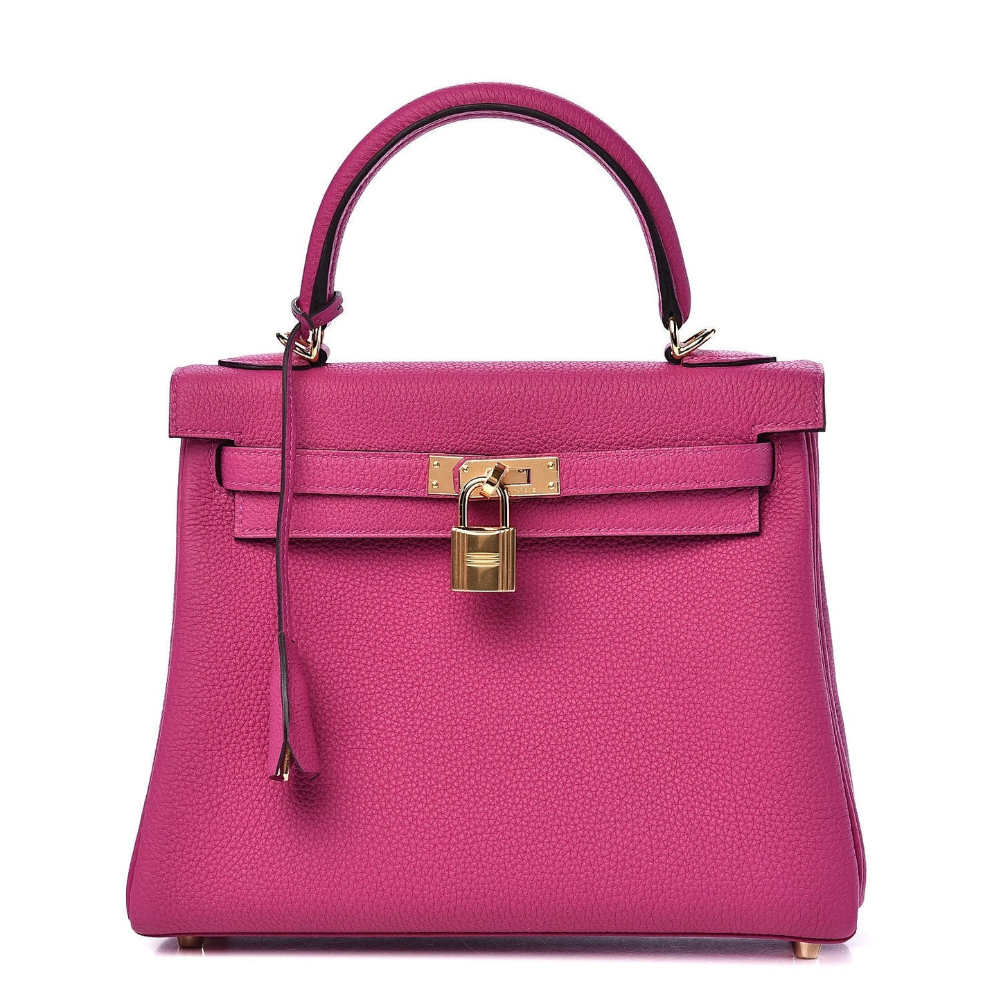 HERMÈS KELLY 25 CLEMENCE LEATHER BAG IN ROSE EXTREME