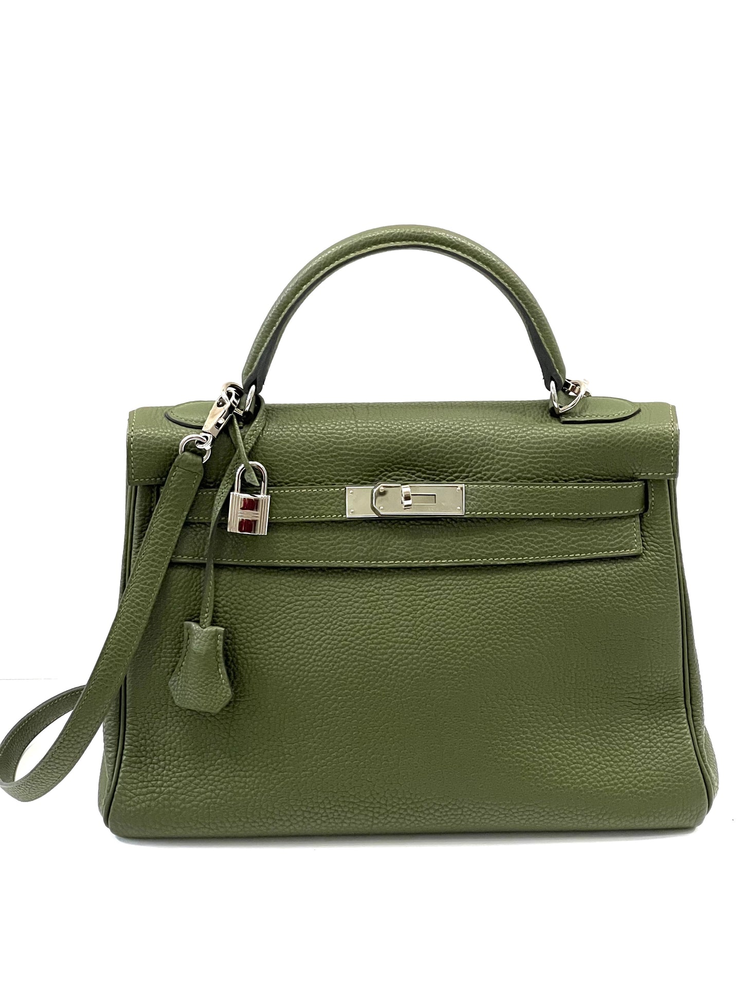 HERMÈS KELLY RETOURNE 32 VERT VERONESE TOGO LEATHER SHOULDER BAG