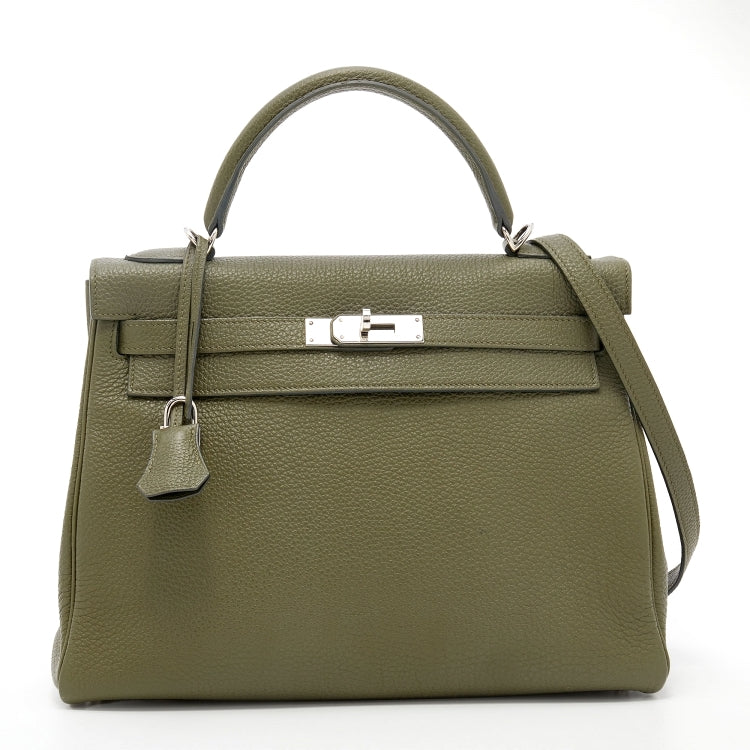 HERMÈS KELLY RETOURNE 32 VERT VERONESE TOGO LEATHER SHOULDER BAG