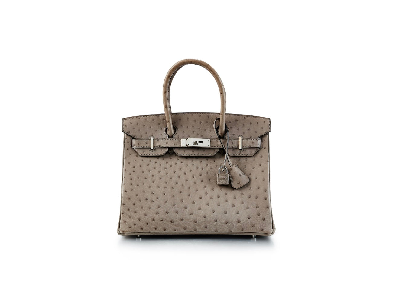 HERMÈS BIRKIN 30 OSTRICH PALLADIUM HARDWARE HANDBAG – MOUSSE (2016)