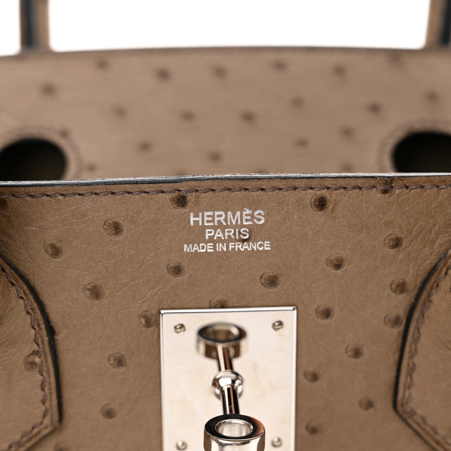 HERMÈS BIRKIN 30 OSTRICH PALLADIUM HARDWARE HANDBAG – MOUSSE (2016)