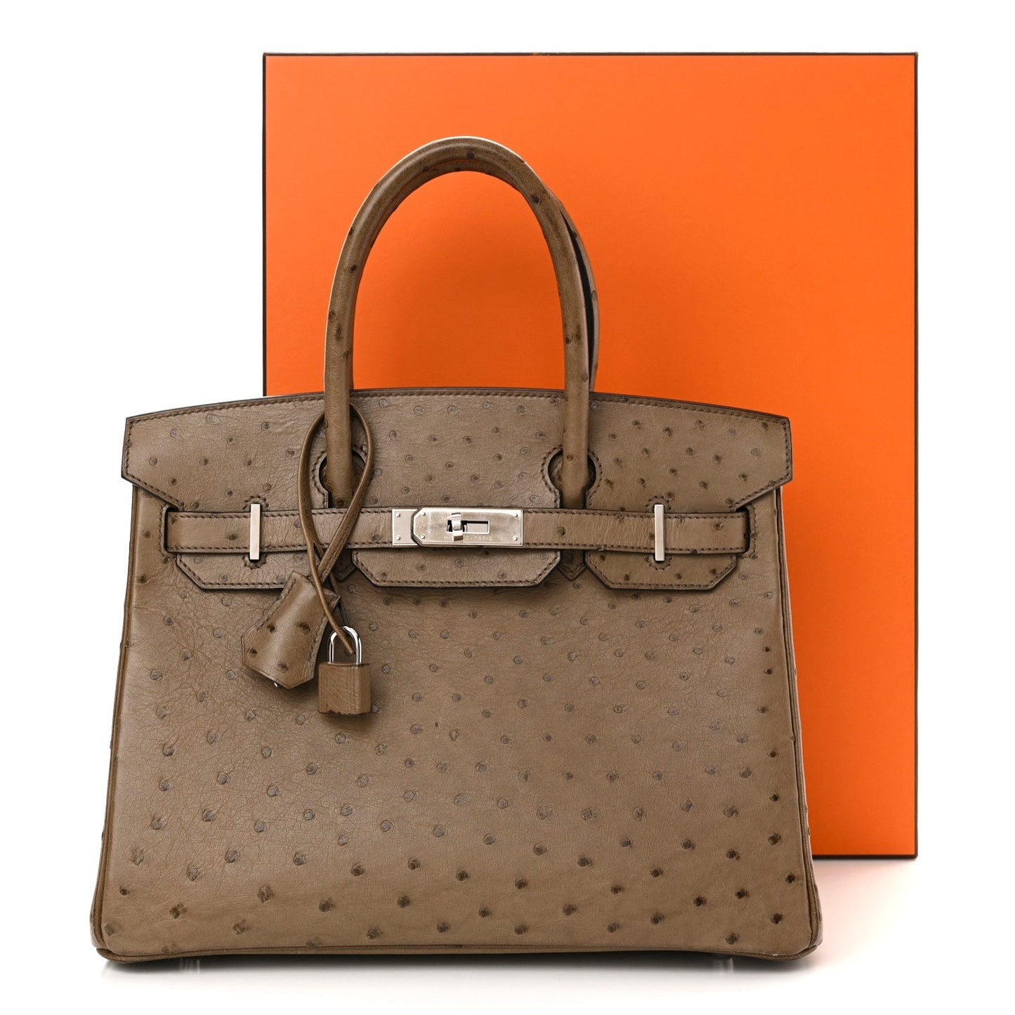 HERMÈS BIRKIN 30 OSTRICH PALLADIUM HARDWARE HANDBAG – MOUSSE (2016)