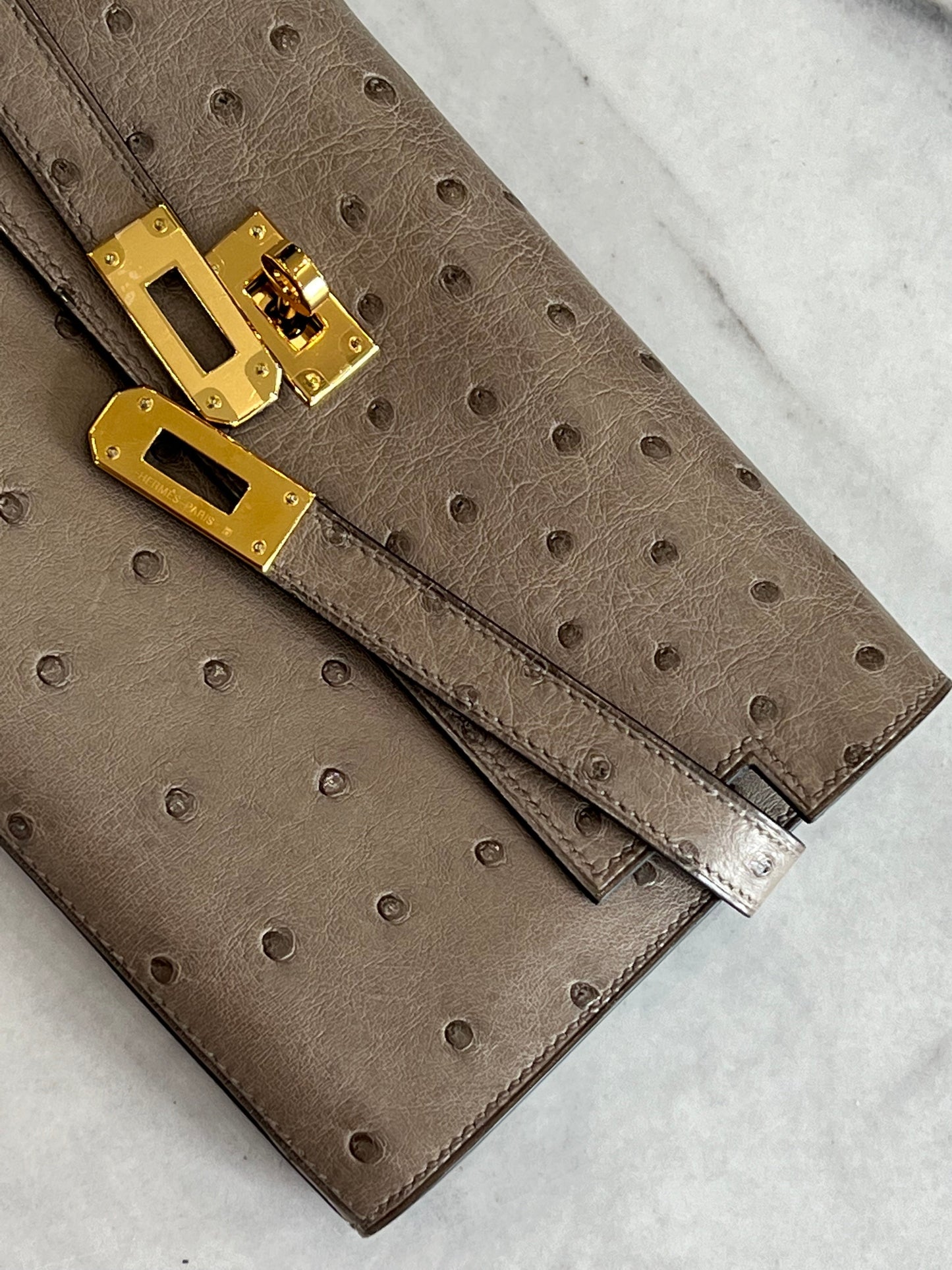 HERMÈS VERT VERONESE OSTRICH LEATHER LONG KELLY WALLET