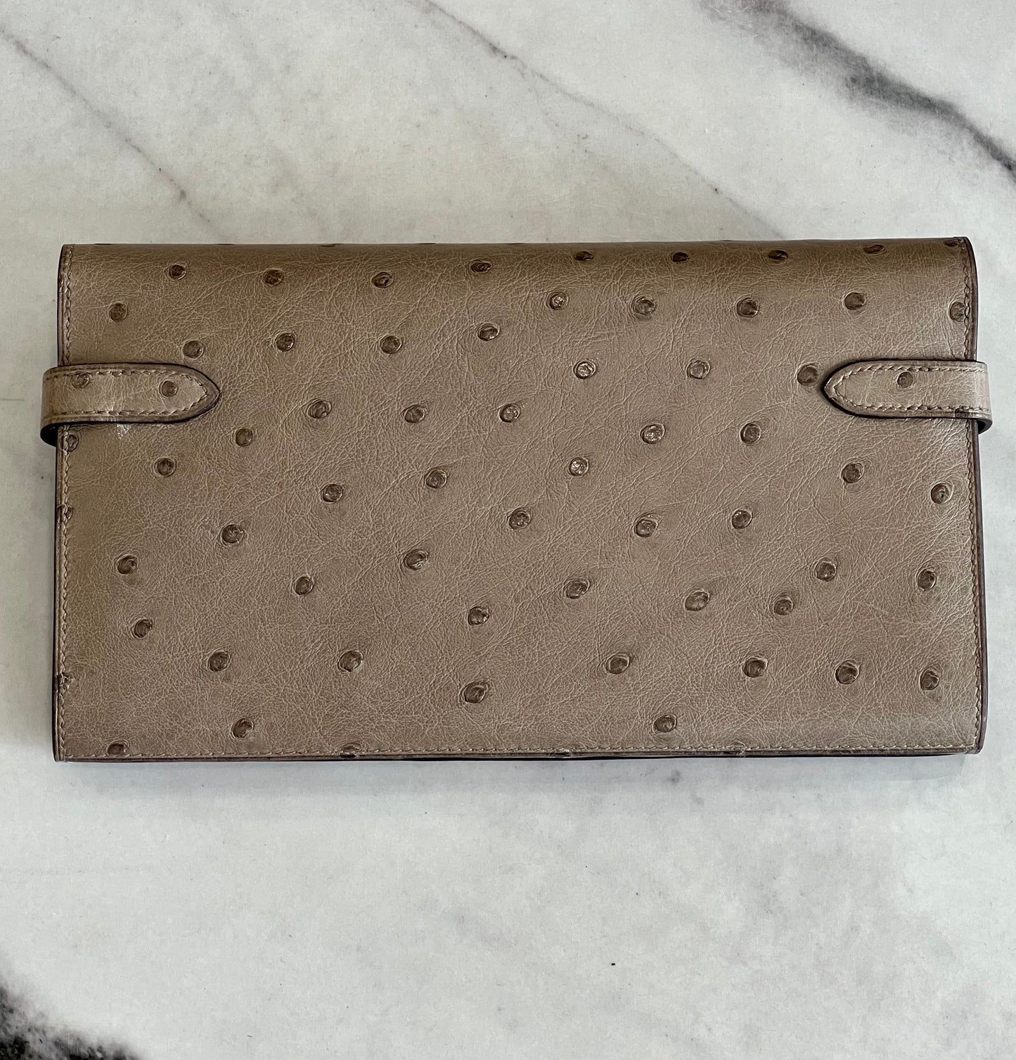 HERMÈS VERT VERONESE OSTRICH LEATHER LONG KELLY WALLET