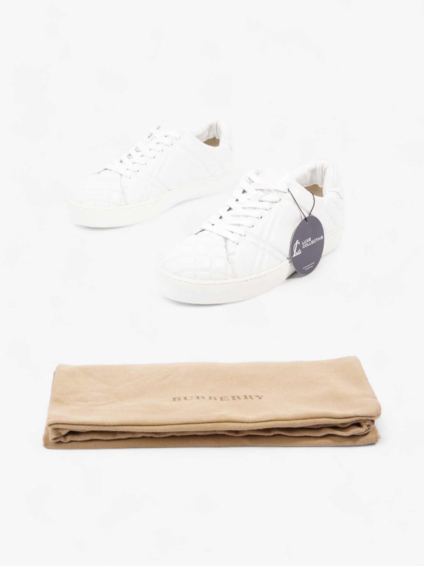 Burberry Westford Quilted Low Top White Leather EU 39.5 UK 6.5