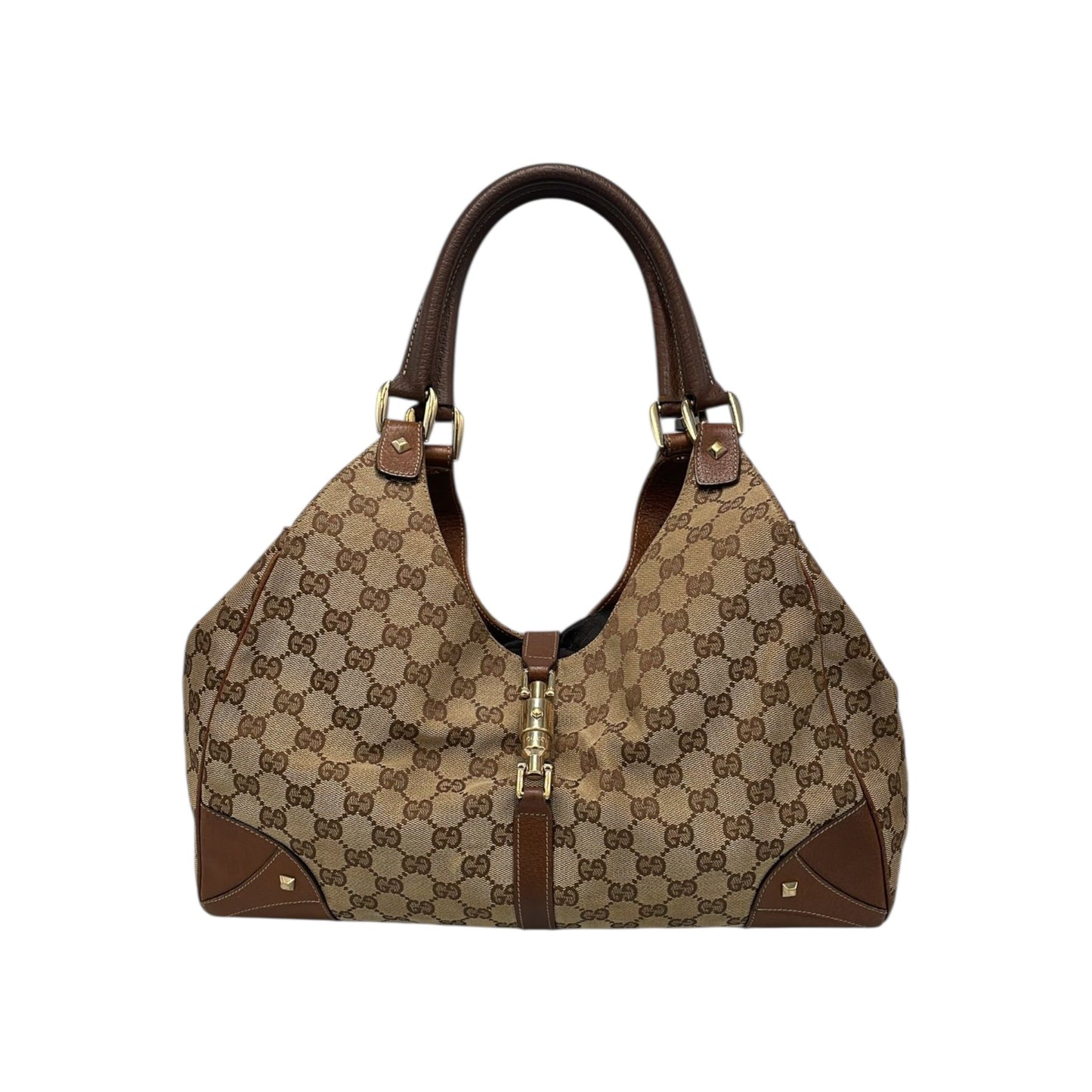 GLM-- Jackie Hobo Piston Lock Brown Medium Brown GG Canvas