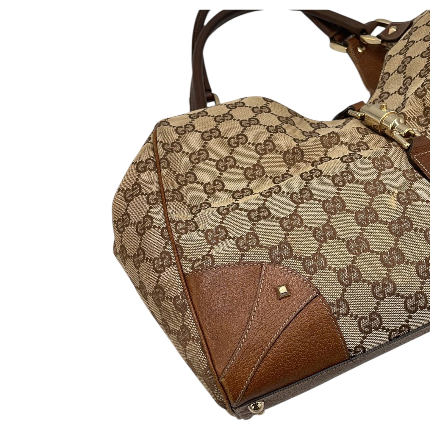 GLM-- Jackie Hobo Piston Lock Brown Medium Brown GG Canvas