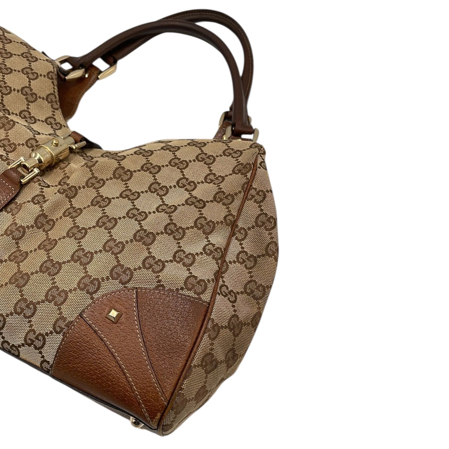 GLM-- Jackie Hobo Piston Lock Brown Medium Brown GG Canvas