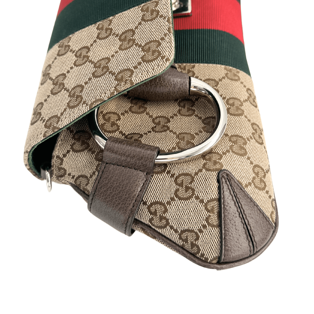 GLM-- GG Canvas Horsebit Web Chain Bag