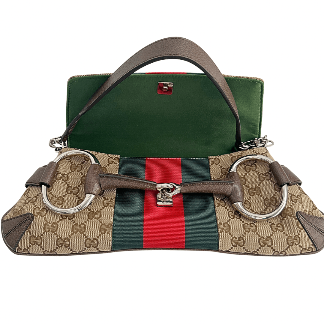 GLM-- GG Canvas Horsebit Web Chain Bag