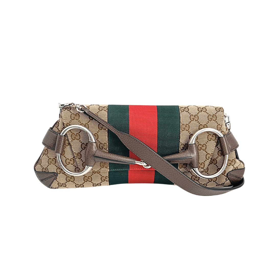 GLM-- GG Canvas Horsebit Web Chain Bag