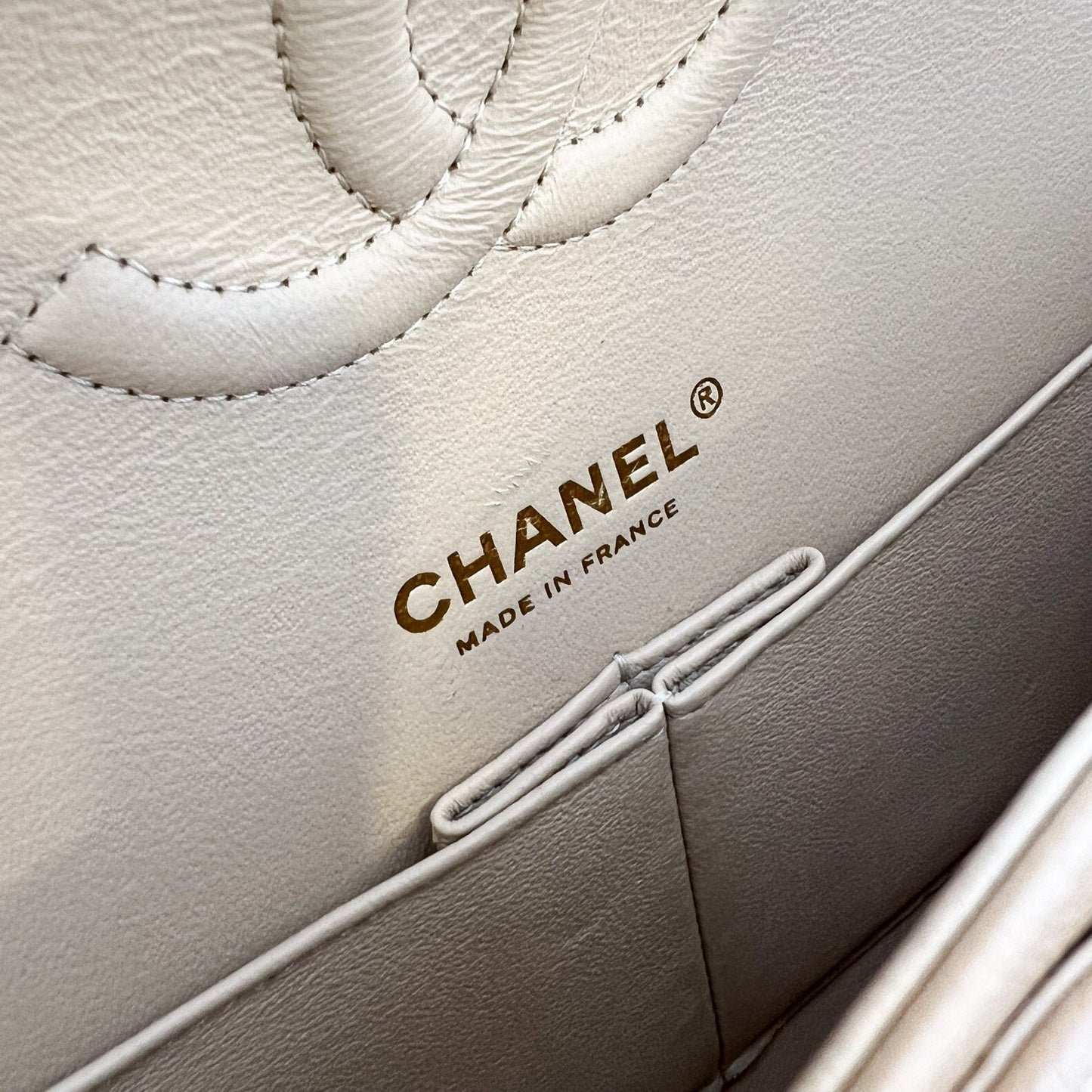 GLM-Medium Classic Flap CF in Beige Caviar and GHW (Model: A01112)