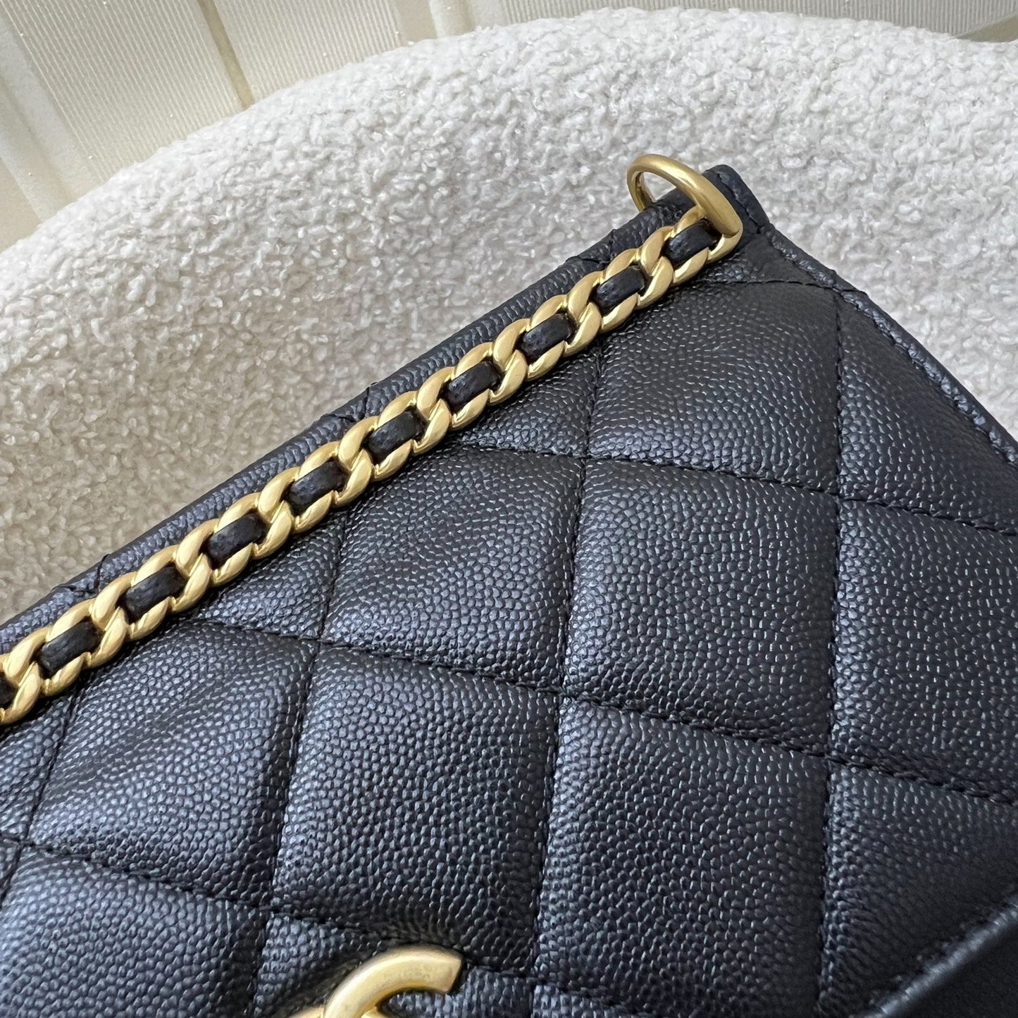 GLM-23A Seasonal Flap Bag in Black Caviar and AGHW