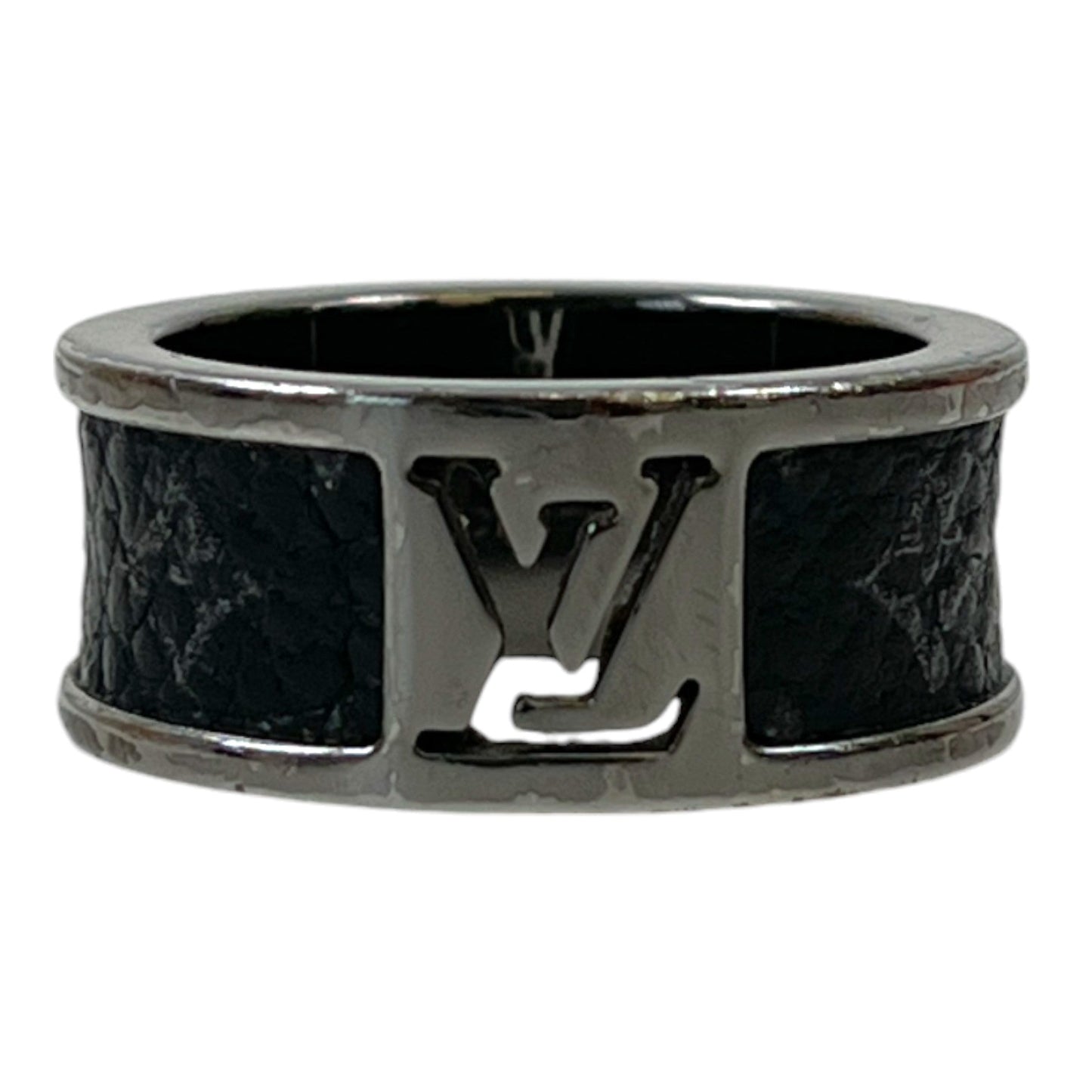 Men's Monogram Logo Ring Black Size M