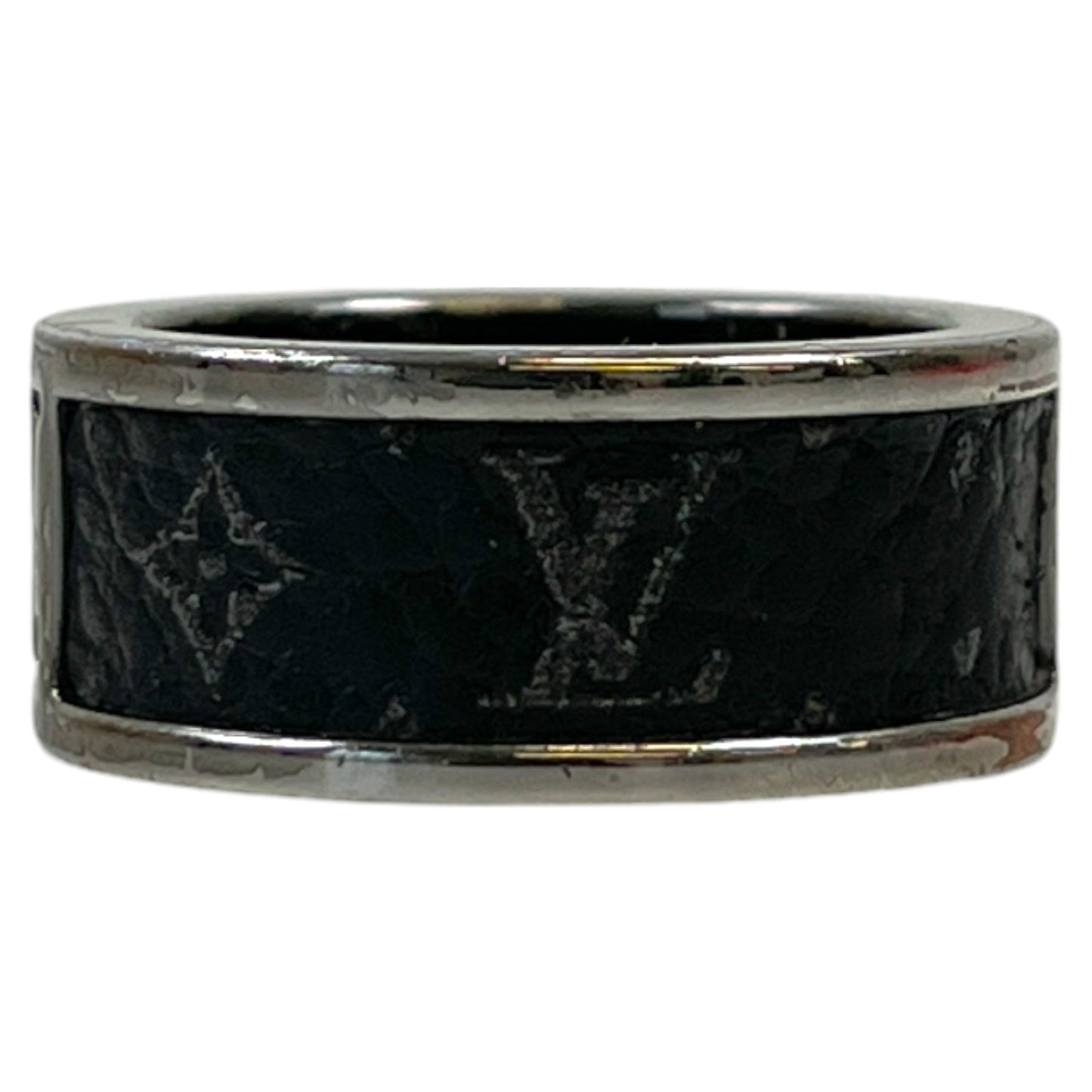 Men's Monogram Logo Ring Black Size M