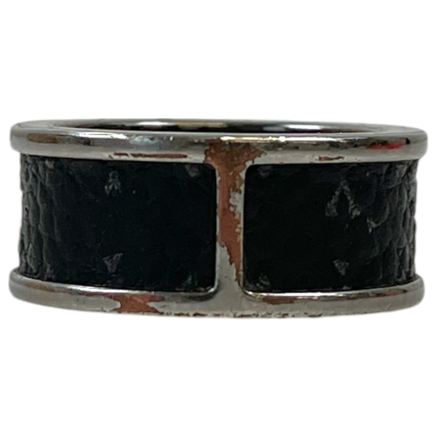 Men's Monogram Logo Ring Black Size M