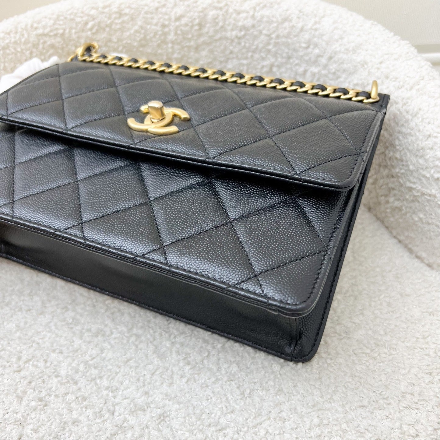 GLM-23A Seasonal Flap Bag in Black Caviar and AGHW