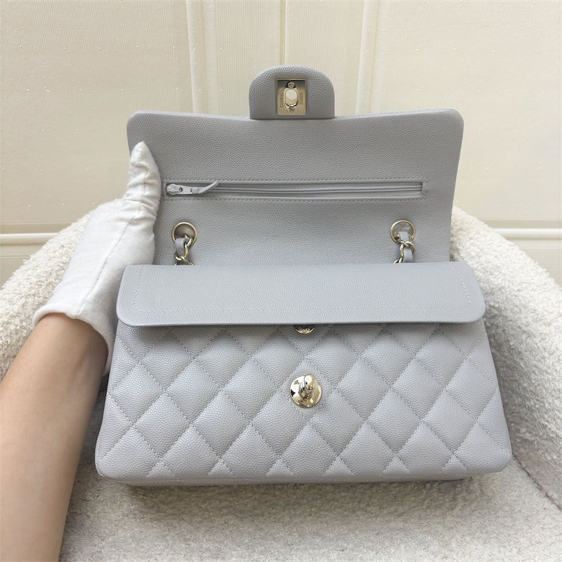 GLM-Small Classic Flap CF in 21A Dove Grey Caviar and LGHW