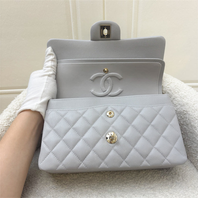 GLM-Small Classic Flap CF in 21A Dove Grey Caviar and LGHW