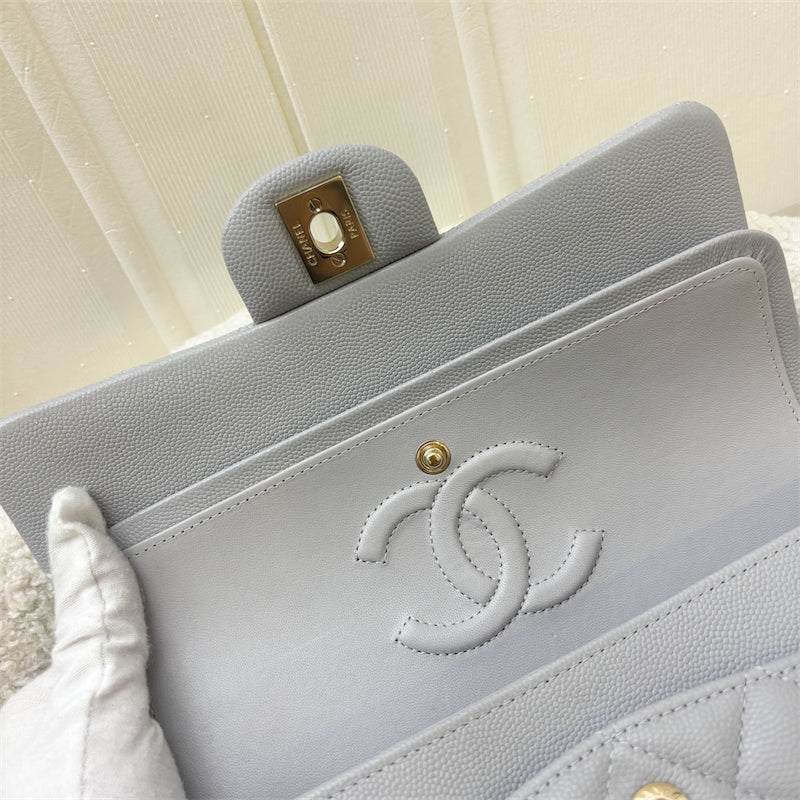 GLM-Small Classic Flap CF in 21A Dove Grey Caviar and LGHW