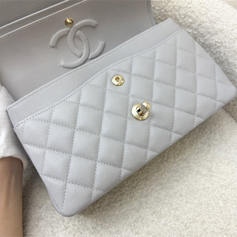 GLM-Small Classic Flap CF in 21A Dove Grey Caviar and LGHW