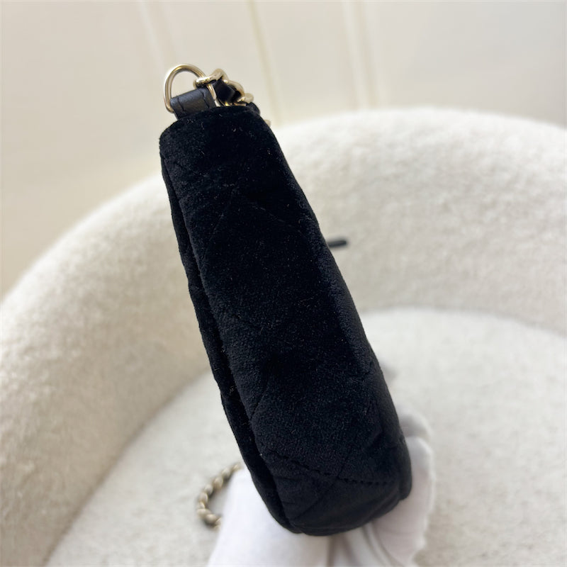GLM-VIP Gift Crossbody Bag with Crystal Studded GLM- Logo in Black Velvet and LGHW