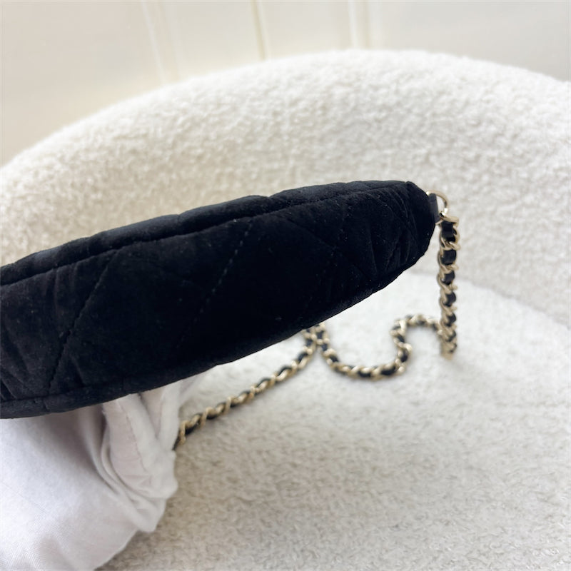 GLM-VIP Gift Crossbody Bag with Crystal Studded GLM- Logo in Black Velvet and LGHW