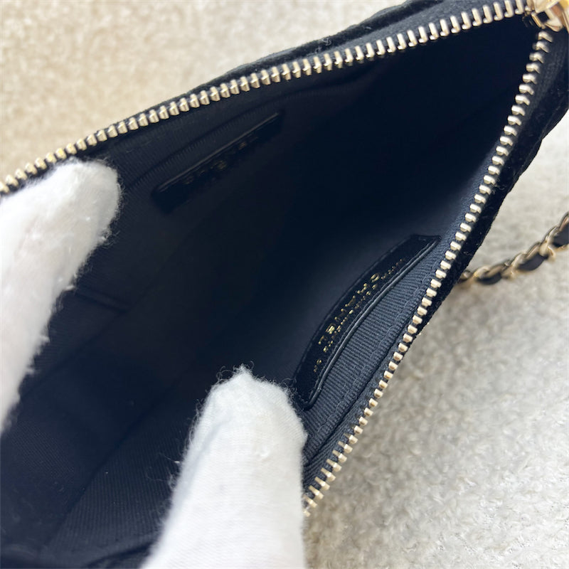 GLM-VIP Gift Crossbody Bag with Crystal Studded GLM- Logo in Black Velvet and LGHW