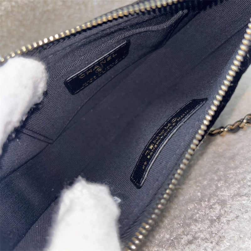 GLM-VIP Gift Crossbody Bag with Crystal Studded GLM- Logo in Black Velvet and LGHW