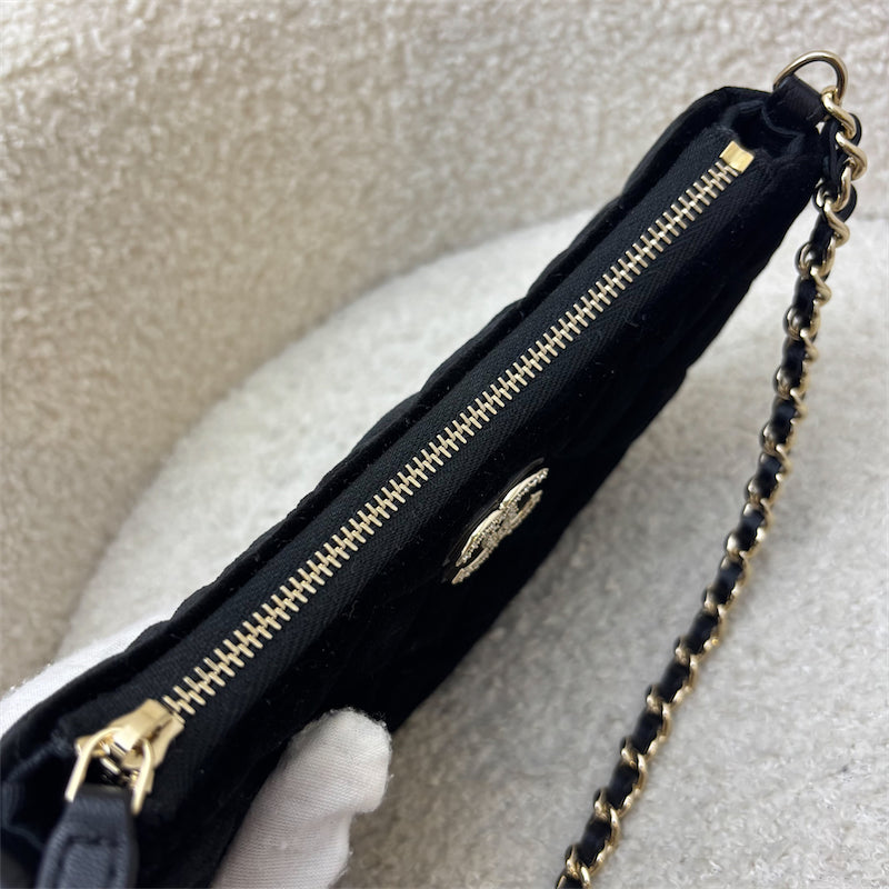 GLM-VIP Gift Crossbody Bag with Crystal Studded GLM- Logo in Black Velvet and LGHW
