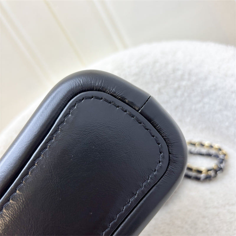 GLM-Small Gabrielle Hobo in Black Distressed Calfskin and 3 tone Hardware