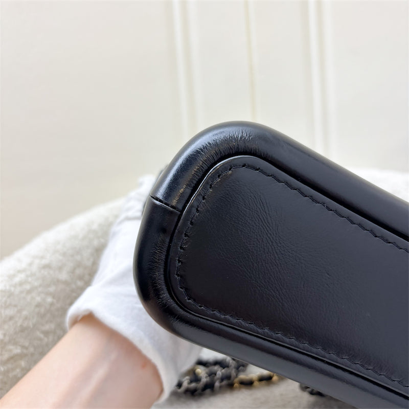 GLM-Small Gabrielle Hobo in Black Distressed Calfskin and 3 tone Hardware
