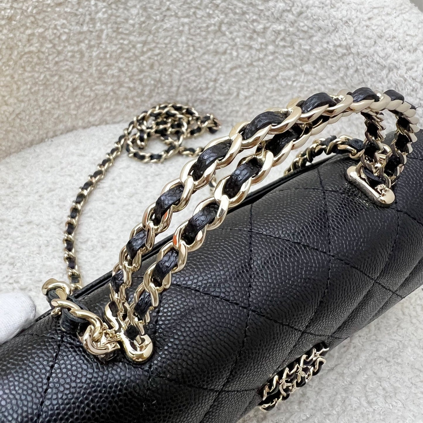 GLM-25S Top Handle Kelly Clutch with Chain in Black Caviar and GHW
