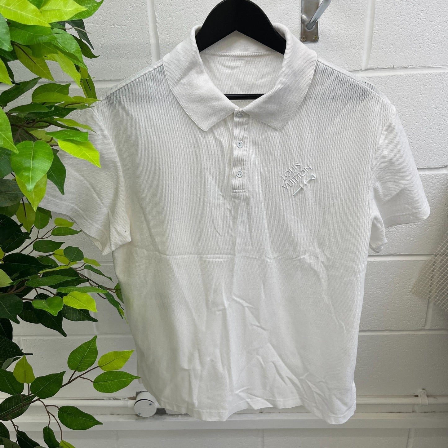 Men's Signature Embroidered Polo Shirt White Size M