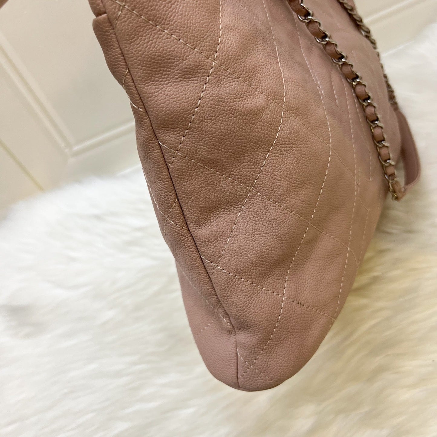 GLM-Large Quilted Tote Bag in Pink Caviar and SHW
