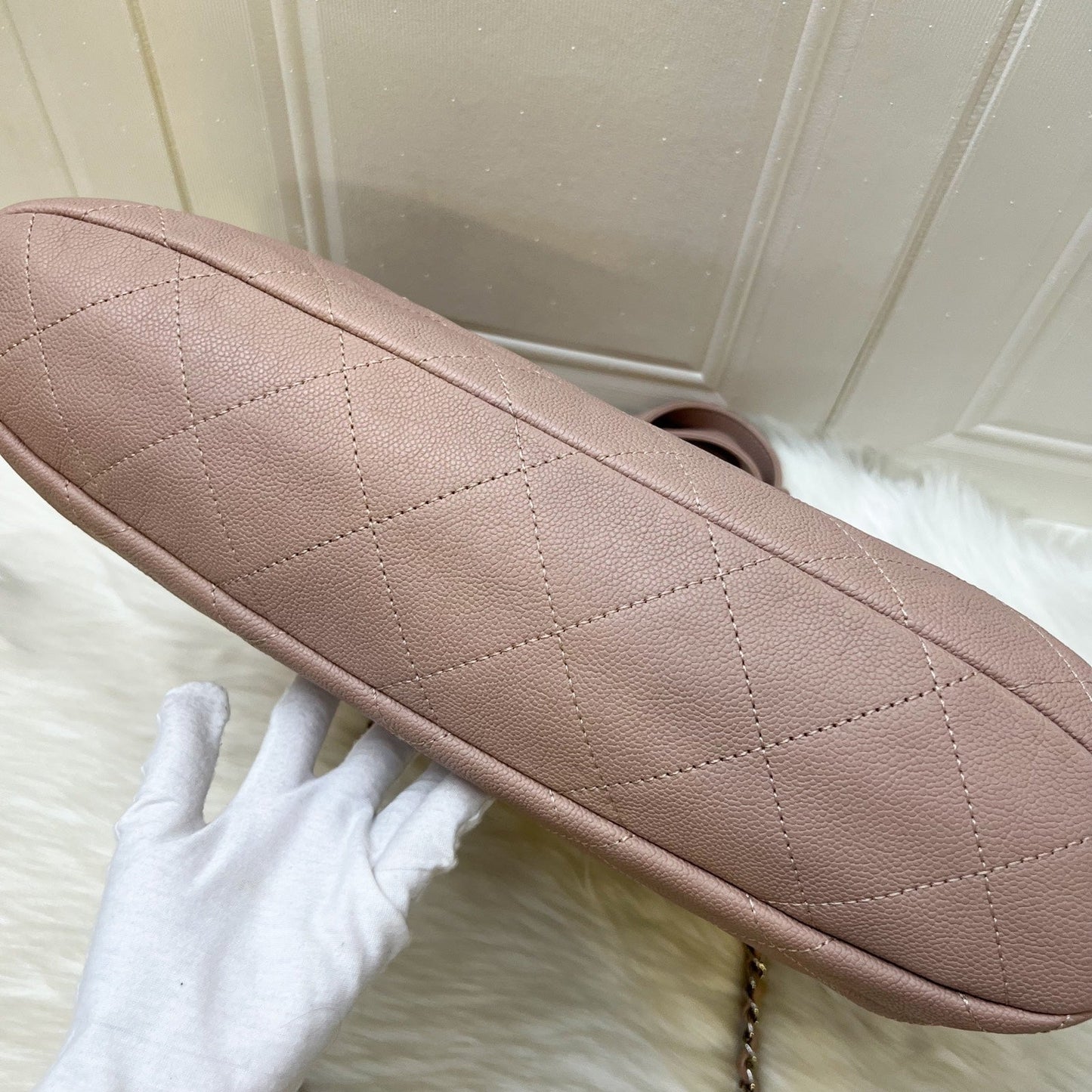 GLM-Large Quilted Tote Bag in Pink Caviar and SHW
