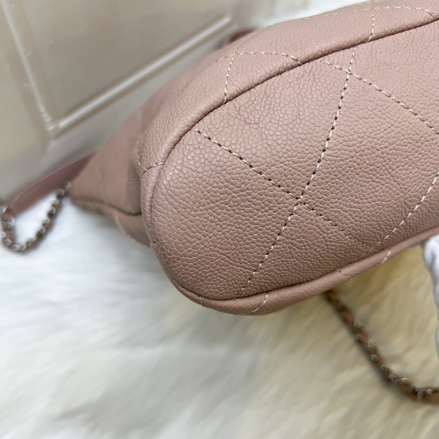 GLM-Large Quilted Tote Bag in Pink Caviar and SHW
