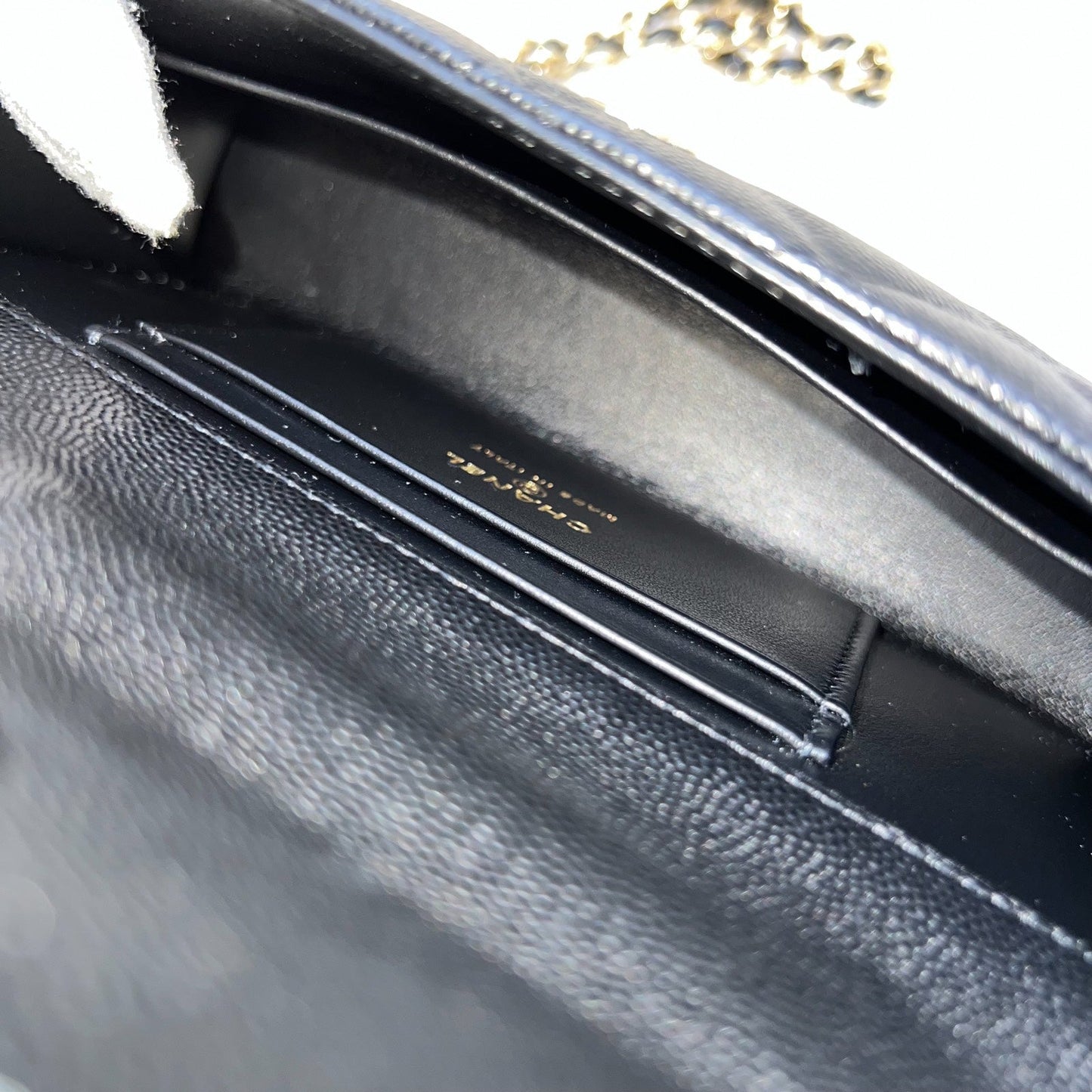 GLM-25S Top Handle Kelly Clutch with Chain in Black Caviar and GHW